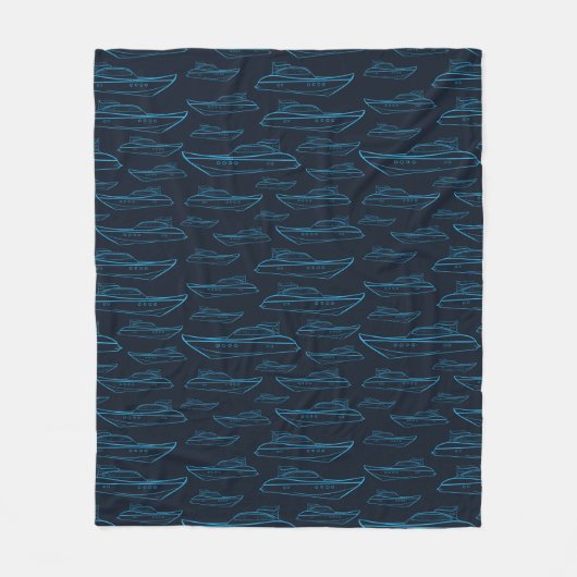 Blue Yacht Pattern Fleece Deken (Voorkant)