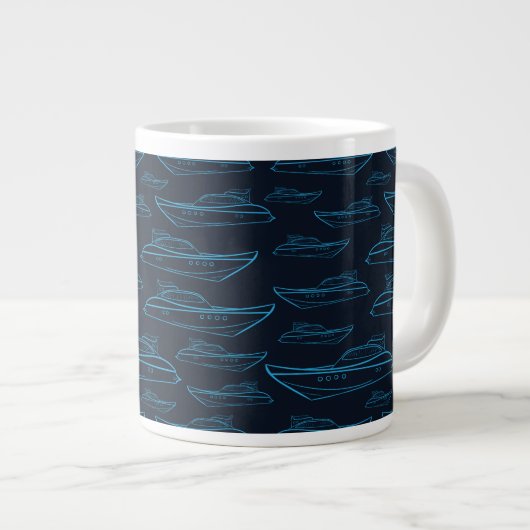 Blue Yacht Pattern Grote Koffiekop (Voorkant rechts)