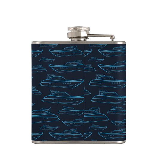 Blue Yacht Pattern Heupfles (Achterkant)