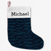 Blue Yacht Pattern | Jouw namen toevoegen Kleine Kerstsok (Voorkant)