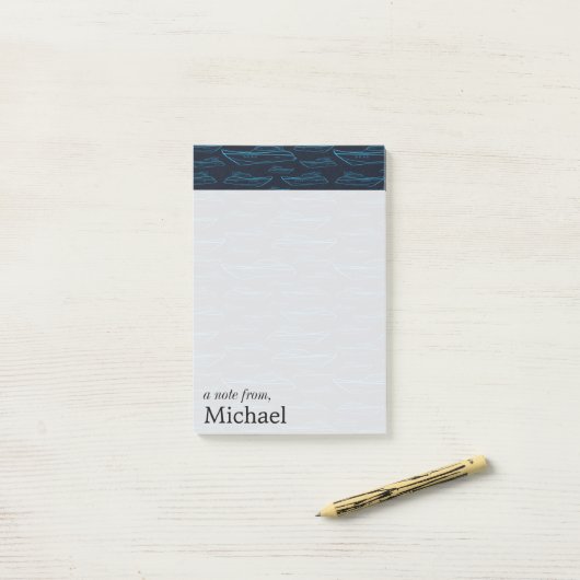 Blue Yacht Pattern | Jouw namen toevoegen Post-it® Notes (Op bureau)