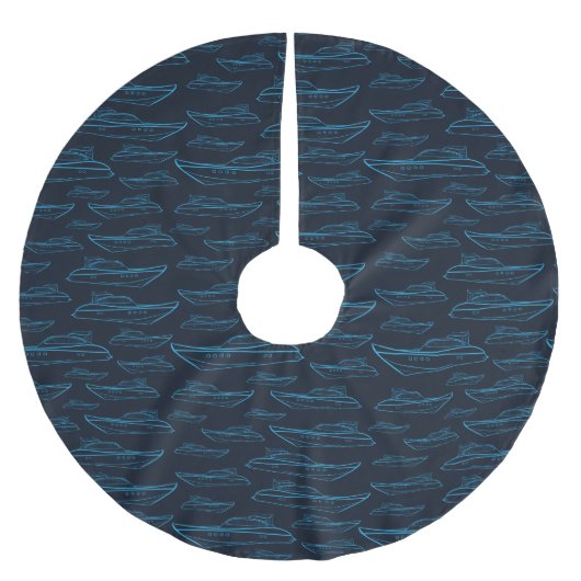 Blue Yacht Pattern Kerstboom Rok (Voorkant)