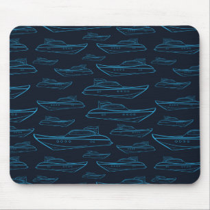 Blue Yacht Pattern Muismat