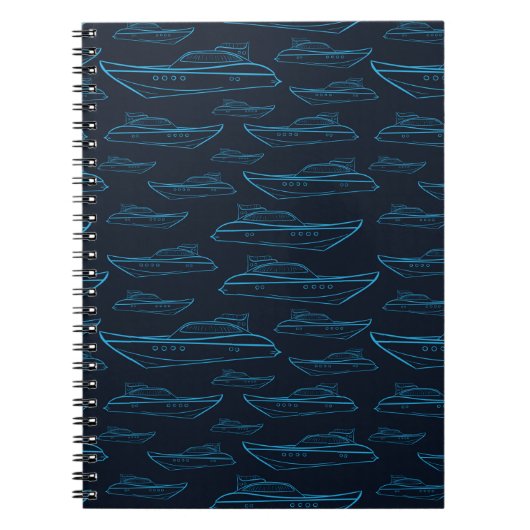 Blue Yacht Pattern Notitieboek (Voorkant)