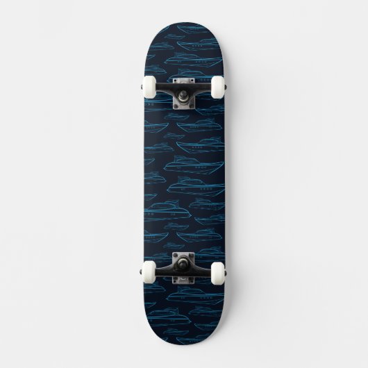 Blue Yacht Pattern Persoonlijk Skateboard (Voorkant)