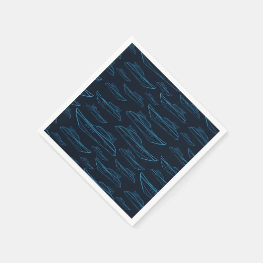 Blue Yacht Pattern Servet (Hoek)