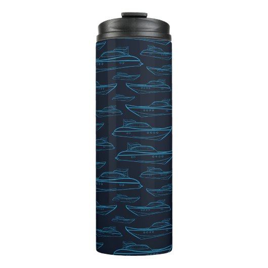 Blue Yacht Pattern Thermosbeker (Voorkant)