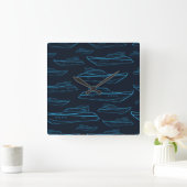 Blue Yacht Pattern Vierkante Klok (Huis)
