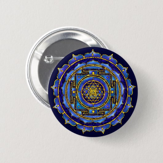 Blue Yantra Button (Voorkant /achterkant)