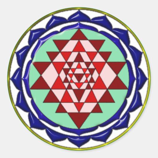 BLUE YANTRA RONDE STICKER (Voorkant)