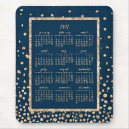 Blue Yarly Calendar 2017 Muismatten Gold Confetti