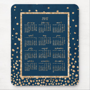 Blue Yarly Calendar 2017 Muismatten Gold Confetti