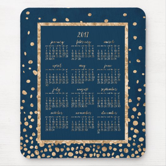 Blue Yarly Calendar 2017 Muismatten Gold Confetti (Voorkant)