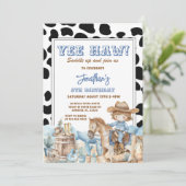 Blue Yee haw! Western Cowboy 5th Rodeo Birthday Kaart (Staand voorkant)