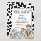 Blue Yee haw! Western Cowboy 5th Rodeo Birthday Kaart (Voorkant / Achterkant)