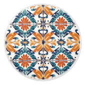 Blue Yellow and Orange Pattern  Keramische Knop (Voorkant)