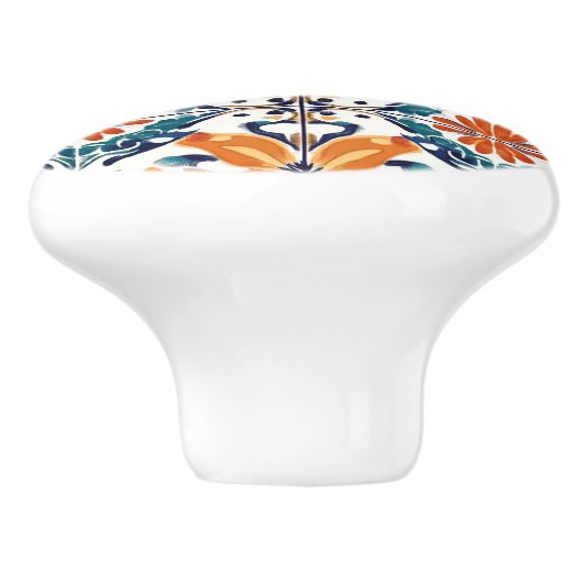 Blue Yellow and Orange Pattern  Keramische Knop (Zijkant)