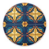 Blue Yellow and Orange Pattern  Keramische Knop (Voorkant)