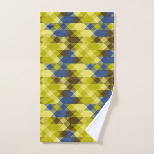 Blue Yellow and tan geometric Bad Handdoek (Handdoek)