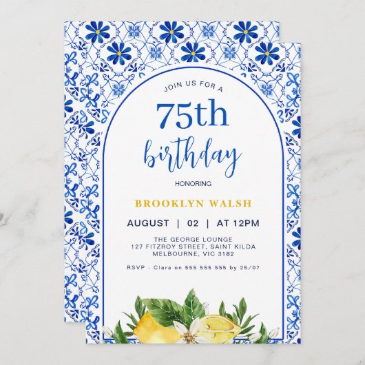 Blue Yellow Arch Lemon Verjaardag Kaart (Voorkant / Achterkant)