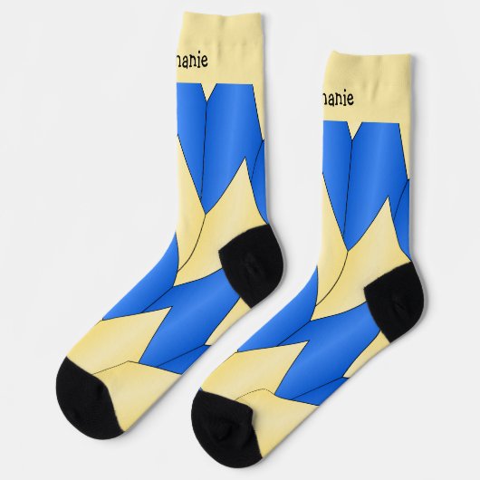 Blue Yellow Art Deco Design Socks Sokken (Links)
