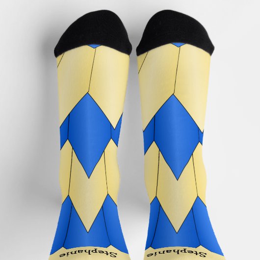 Blue Yellow Art Deco Design Socks Sokken (Top)