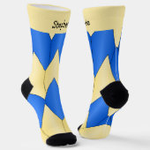 Blue Yellow Art Deco Design Socks Sokken (Gebogen)