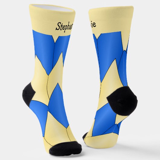 Blue Yellow Art Deco Design Socks Sokken (Gebogen)
