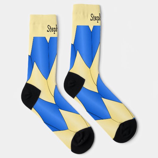 Blue Yellow Art Deco Design Socks Sokken (Rechts)
