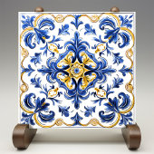Blue & Yellow Azulejo Talavera Ceramic Tile Tegeltje
