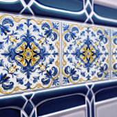 Blue & Yellow Azulejo Talavera Ceramic Tile Tegeltje