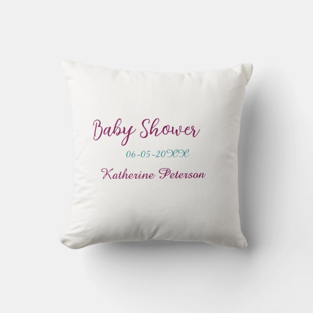 Blue yellow baby shower name date animal ear cute  kussen (Voorkant)