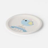 Blue & Yellow Bird Baby shower Papieren Bordje (Gekanteld)