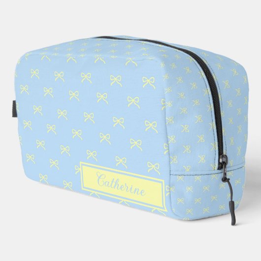 Blue & Yellow Bow Pattern Coquette Cosmetic  Toilettasje (Rechterhoek)