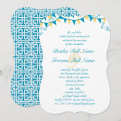 Blue & Yellow Bunting Pennant Wedding Invitations Kaart (Voorkant / Achterkant)