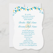 Blue & Yellow Bunting Pennant Wedding Invitations Kaart (Voorkant)