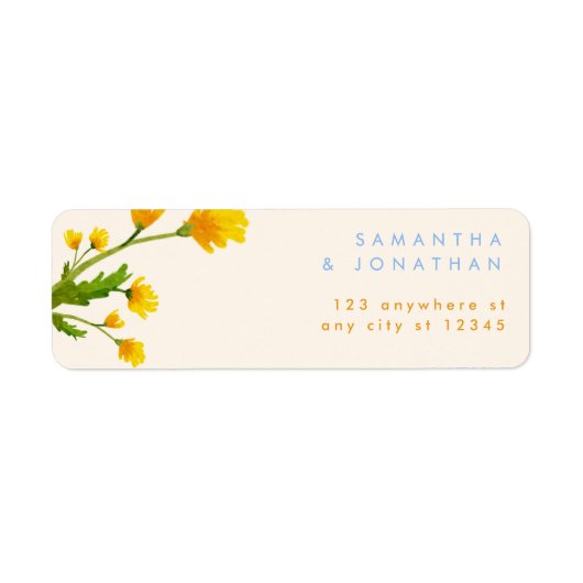 Blue & Yellow buttercup editable wedding Label (Voorkant)