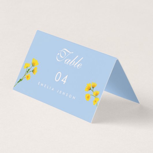 Blue & Yellow buttercup Wedding table numbers Kaart (Voorkant)