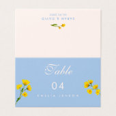 Blue & Yellow buttercup Wedding table numbers Kaart (Buitenkant ongevouwen)