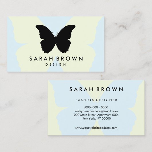 Blue & Yellow Butterfly | Elegant Professional Visitekaartje (Voorkant / Achterkant)
