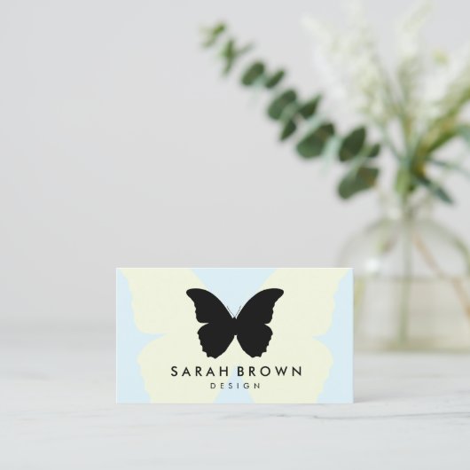 Blue & Yellow Butterfly | Elegant Professional Visitekaartje (Staand voorkant)