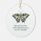 Blue Yellow Butterfly Memorial Keepslag Keramisch Ornament (Links)