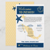 Blue Yellow Cabo Mexico Wedding Welcome Letter (Voorkant / Achterkant)