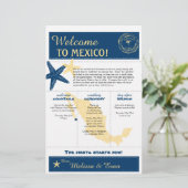 Blue Yellow Cabo Mexico Wedding Welcome Letter (Staand voorkant)