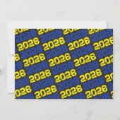 Blue & Yellow Chalkboard Afstuderen Aankondiging (Achterkant)