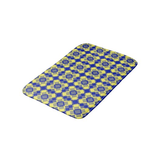 Blue Yellow Checker Argyle Pattern Badmat (Gekanteld)