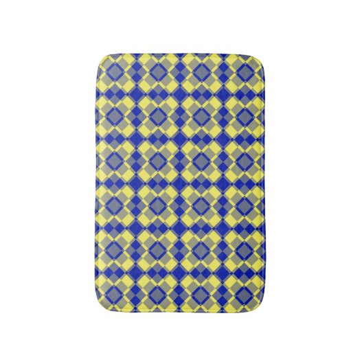 Blue Yellow Checker Argyle Pattern Badmat (Voorkant Verticaal)