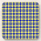 Blue Yellow Checker Argyle Pattern Bier Onderzetter (Voorkant)