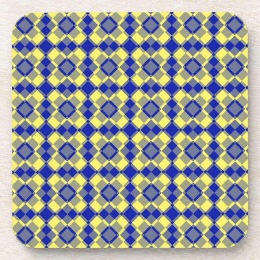 Blue Yellow Checker Argyle Pattern Bier Onderzetter (Voorkant)