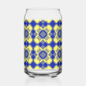 Blue Yellow Checker Argyle Pattern Blikvorm Glas (Voorkant)